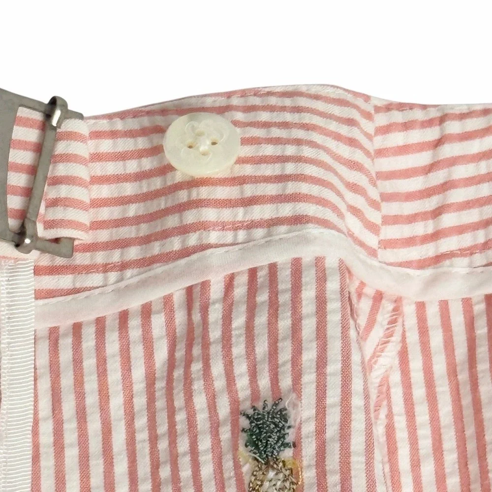 BROOKS BROTHERS Country Club Pink Seersucker Pineapple‎ Wrap Skirt Prep Size 6